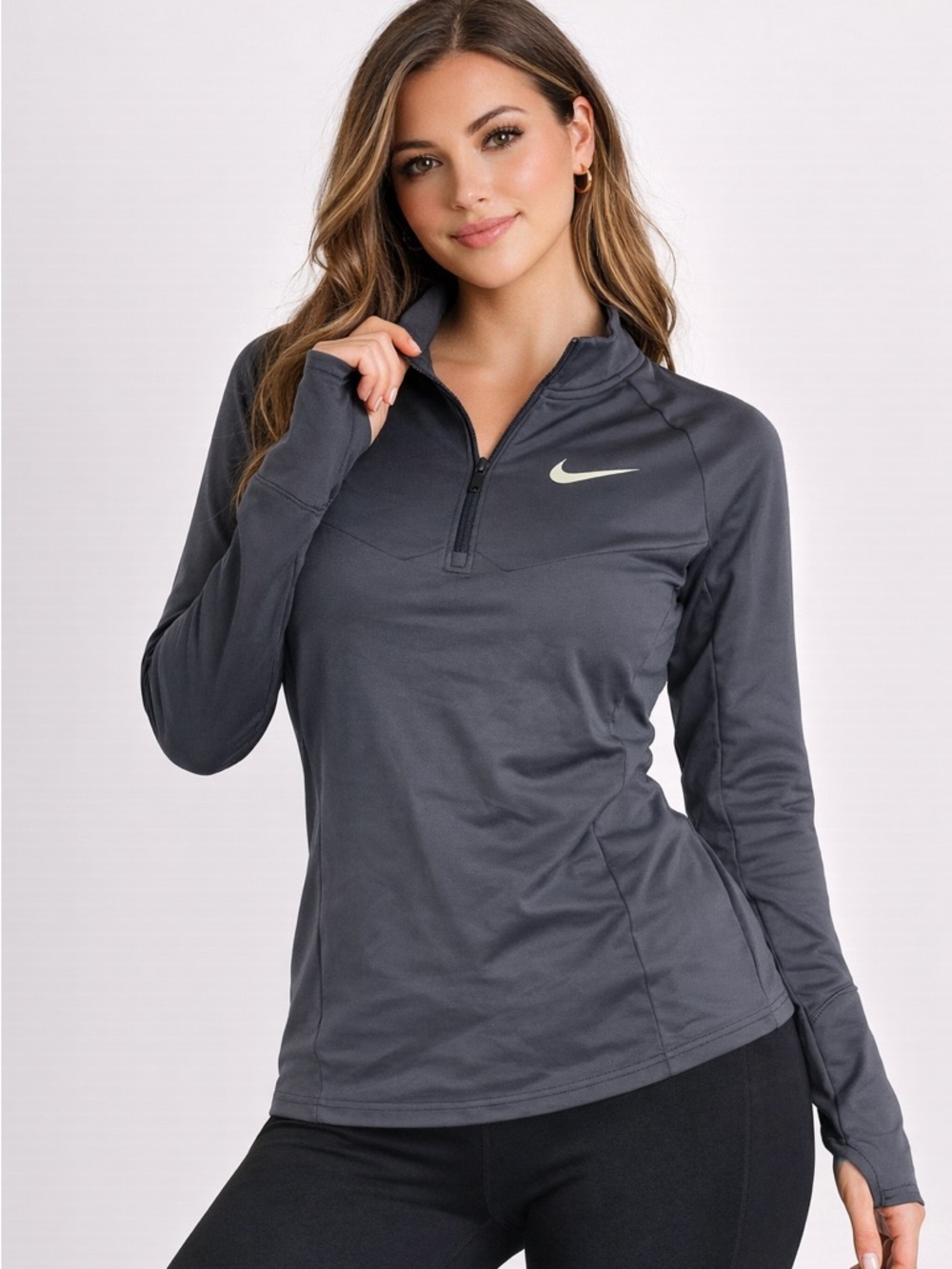 Nike Dri-FIT Gray Quarter Zip Pullover Women’s Medium Athletic Top